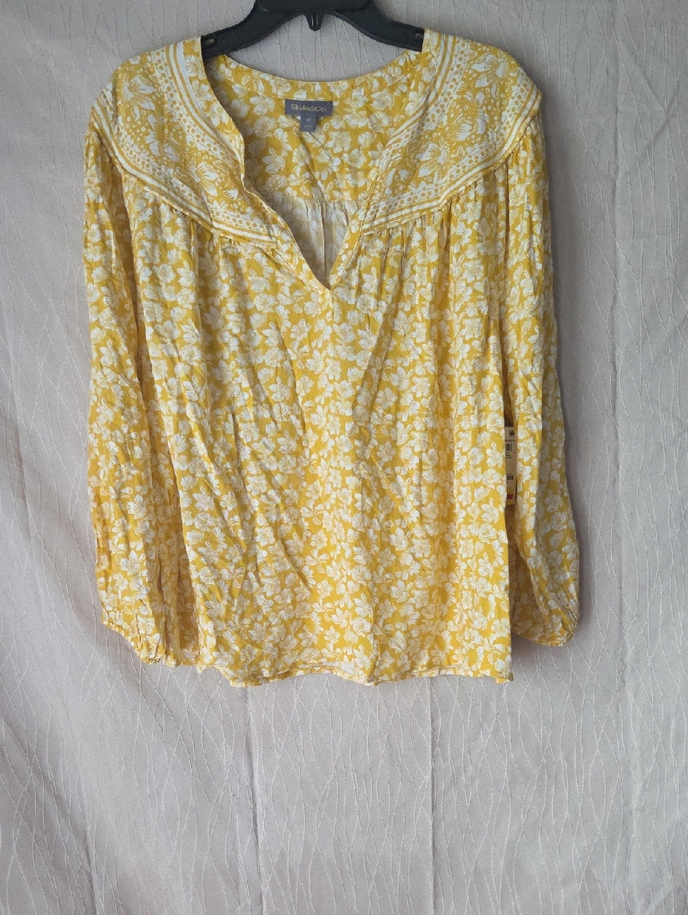 Yellow Floral Peasant Top